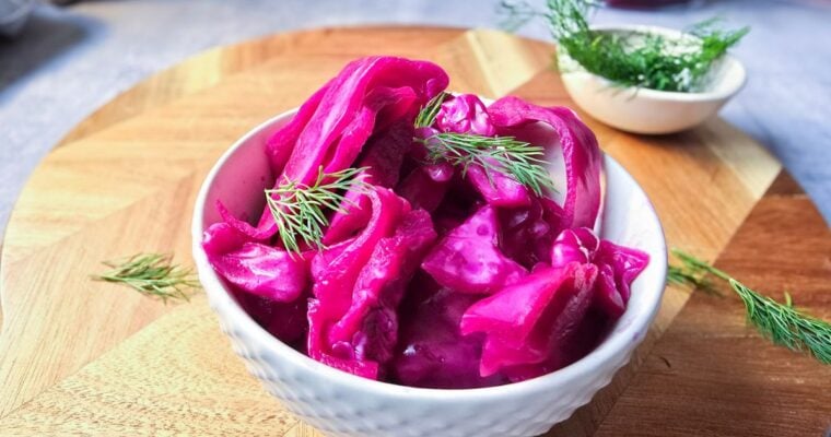 Pink Sauerkraut (No-Massage, Naturally-Fermented Red Cabbage)