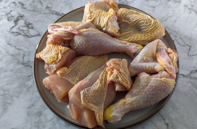 Raw chicken pieces