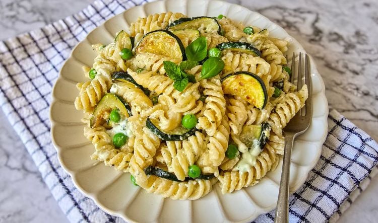 Creamy Zucchini Feta Pasta (Whipped Feta Sauce)
