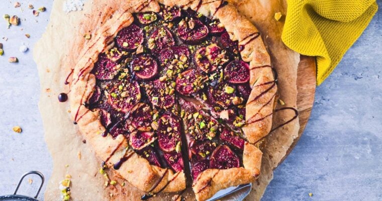 Spelt Fig Galette with Pistachios and Balsamic Glaze